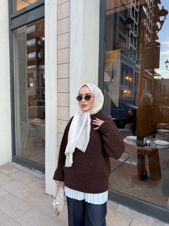 KAZK-586H&R ButikBasic Kazak Acı Kahve