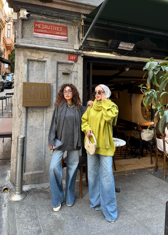 KAZK-566H&R ButikLeyal Atkı Detaylı Kazak Yağ Yeşili