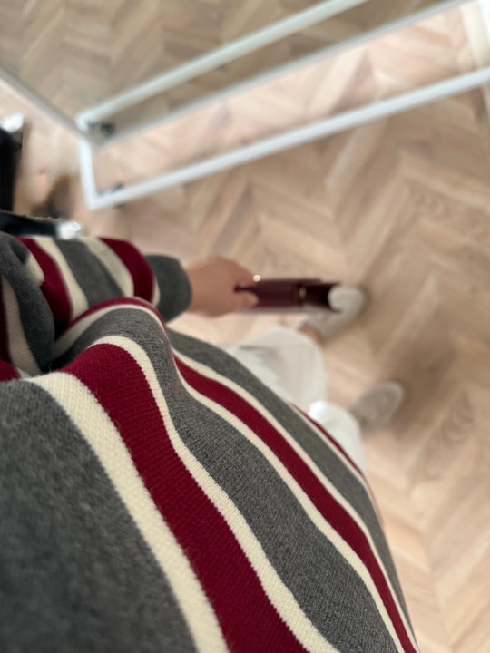 KAZK-623H&R ButikMaqa Çizgi Detaylı Triko Kazak Gri