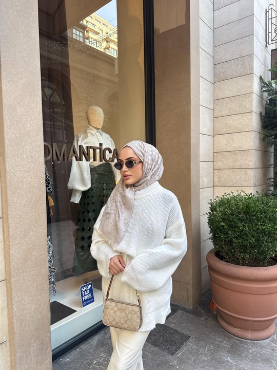 KAZK-605H&R ButikMB-Eco Düz Triko Kazak Beyaz
