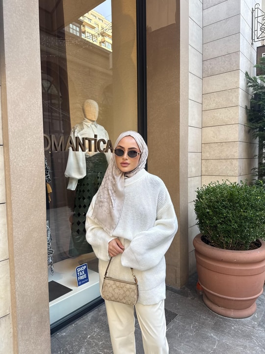 KAZK-605H&R ButikMB-Eco Düz Triko Kazak Beyaz