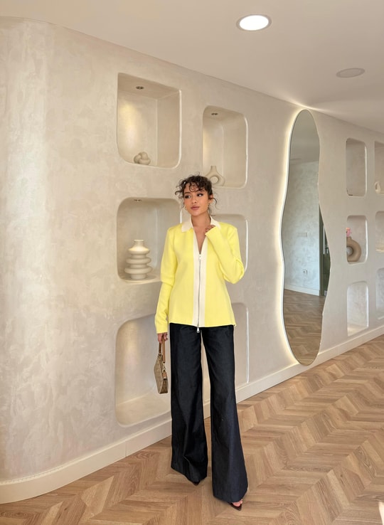 KAZK-573H&R ButikÖn Çizgi Detaylı Fermuarlı Çelik Örme Hırka