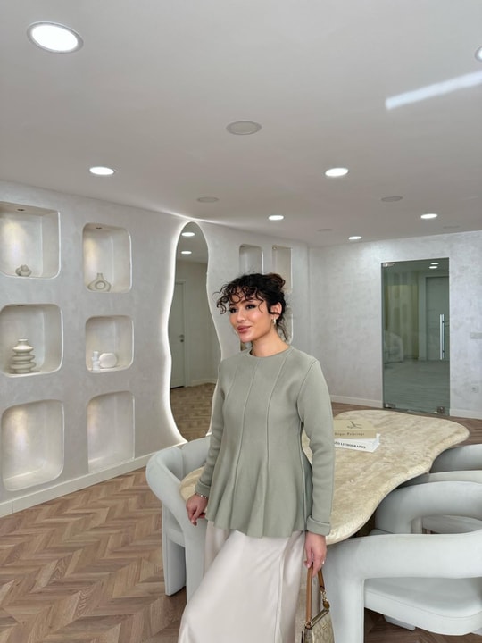 KAZK-574H&R ButikPiliseli Çelik Örme Kazak Çağla Yeşili