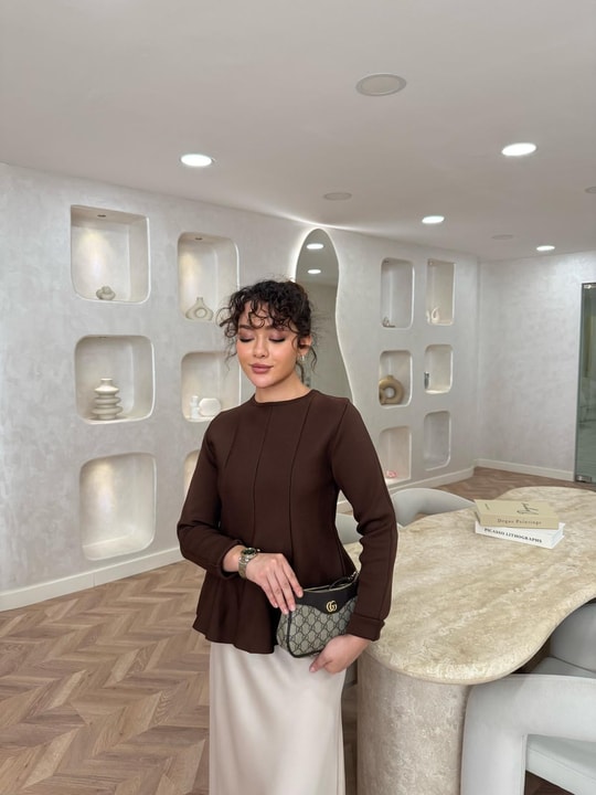 KAZK-573H&R ButikPiliseli Çelik Örme Kazak Kahverengi