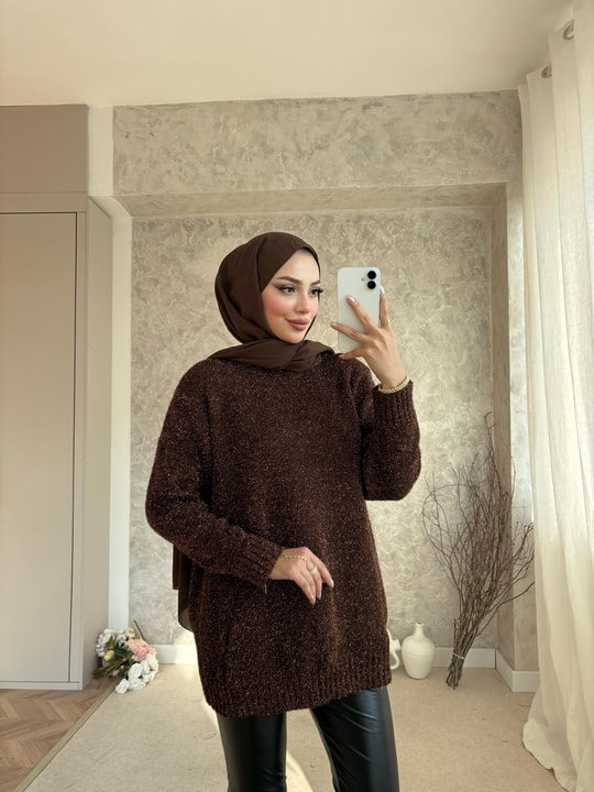 KAZK-595H&R ButikSimli Kazak Acı Kahve