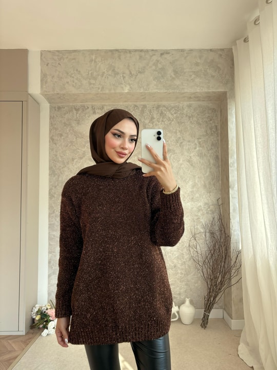 KAZK-595H&R ButikSimli Kazak Acı Kahve