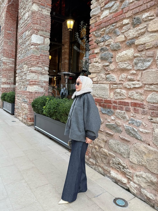 MNT-007H&R ButikYelas Kürk Yakalı Muadil Mont Antrasit