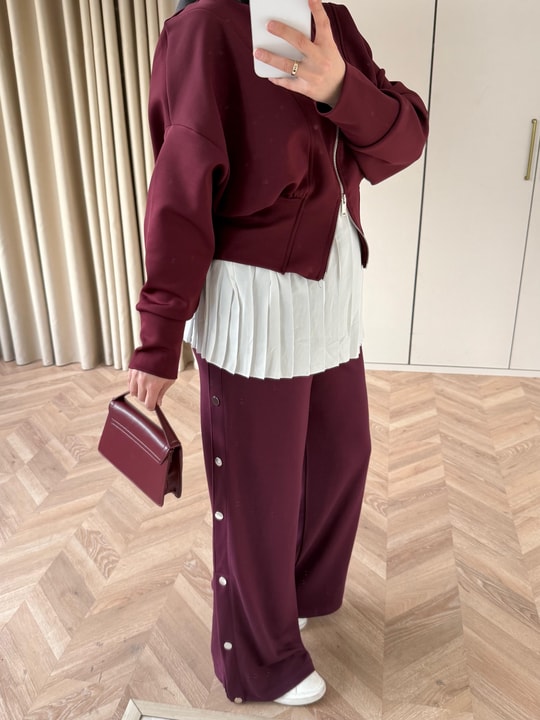 PNT-031H&R ButikHap-Çıtçıtlı Oysh Pantolon Bordo