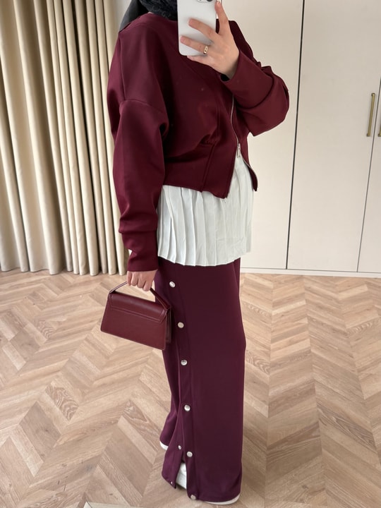 PNT-031H&R ButikHap-Çıtçıtlı Oysh Pantolon Bordo