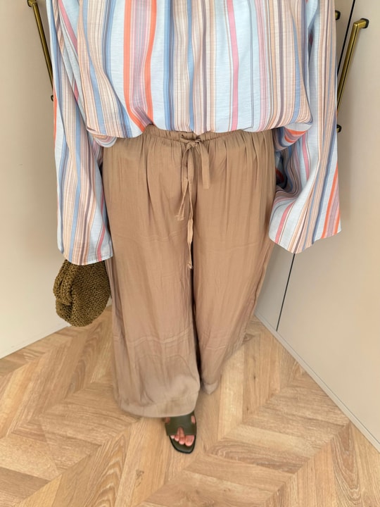 HR-1476H&R ButikMsy- Zra Pantolon Kırışık Muadil Bej
