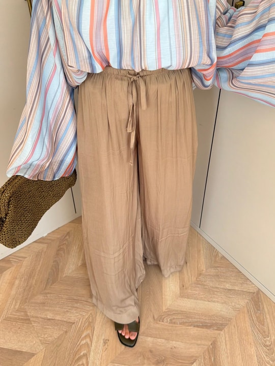 HR-1476H&R ButikMsy- Zra Pantolon Kırışık Muadil Bej