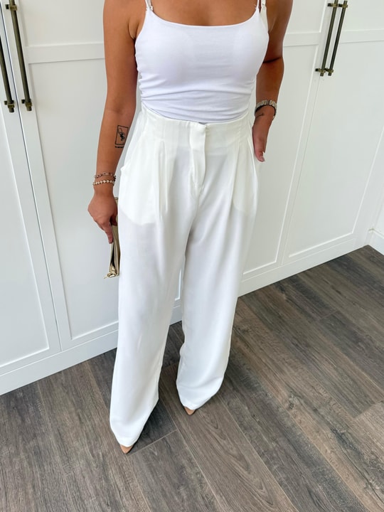 PANTLN-105H&R ButikPallazo Pantolon Beyaz
