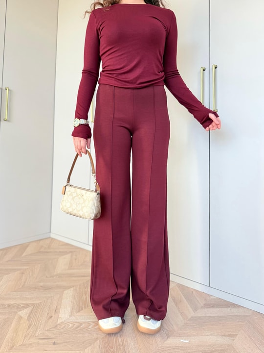 PNT-042H&R ButikTek Oysh Pantolon Bordo