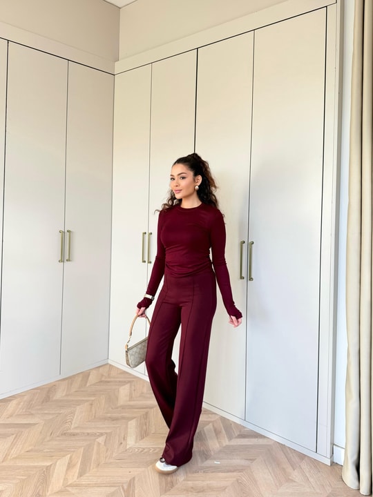 PNT-042H&R ButikTek Oysh Pantolon Bordo