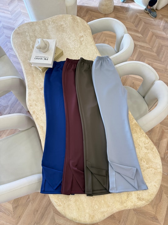 PNT-037H&R ButikYanı Kesik Paça Scuba Pantolon Bordo