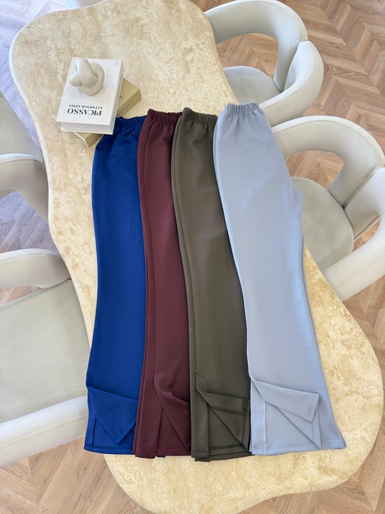 PNT-037H&R ButikYanı Kesik Paça Scuba Pantolon Bordo