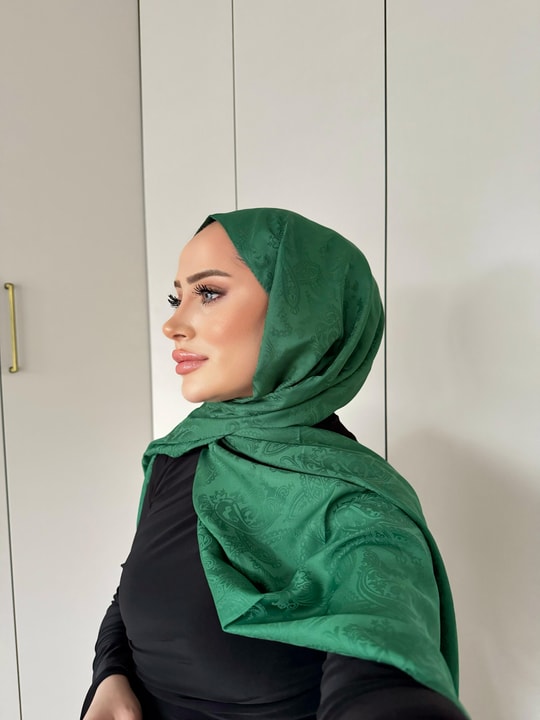 ŞAL-39H&R Butikİthal Dokuma İpek Şal Yeşil