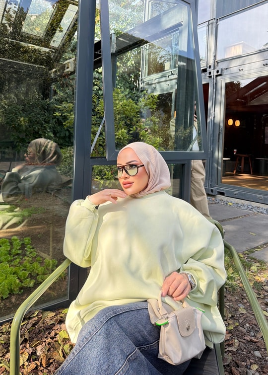 HR-3435H&R ButikOversize Sweat Açık Yeşil