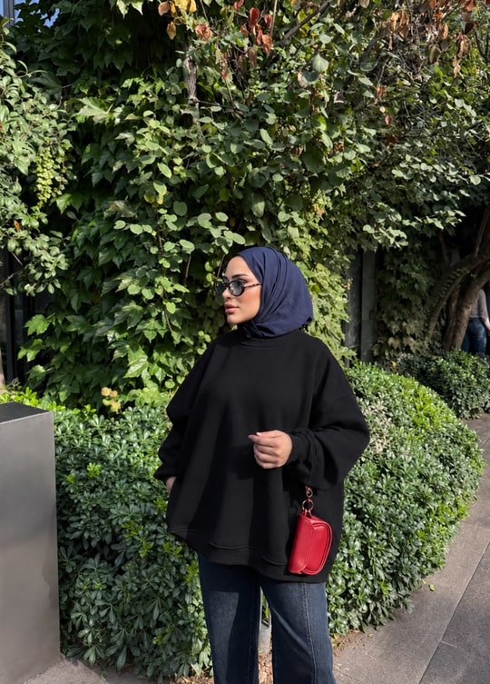 HR-3435H&R ButikOversize Sweat Siyah