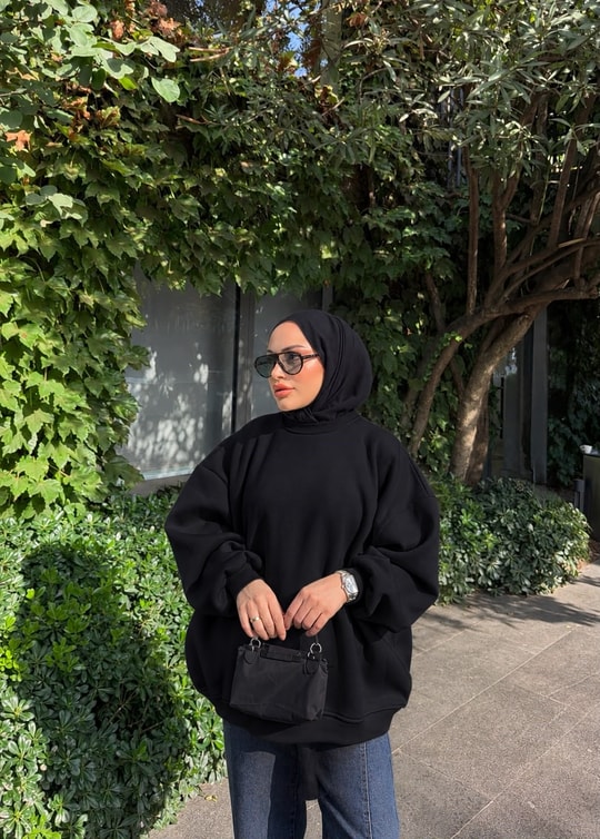 HR-3435H&R ButikOversize Sweat Siyah