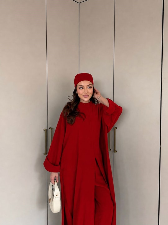 HR-2869H&R ButikBel-Esla 3'lü Takım Kırmızı