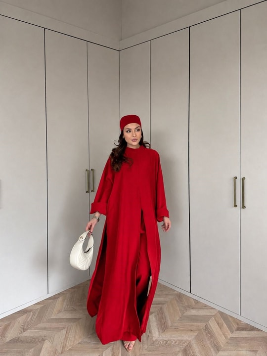 HR-2869H&R ButikBel-Esla 3'lü Takım Kırmızı