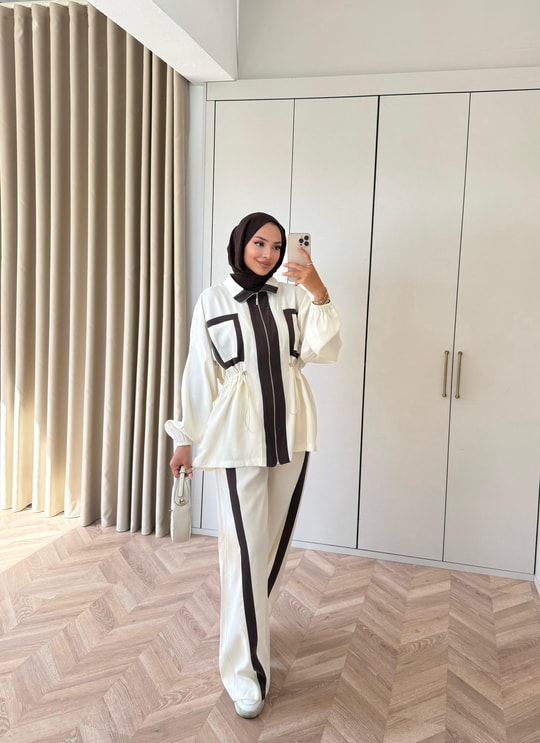 HR-2898H&R ButikCho- Selan Modal Takım Ekru