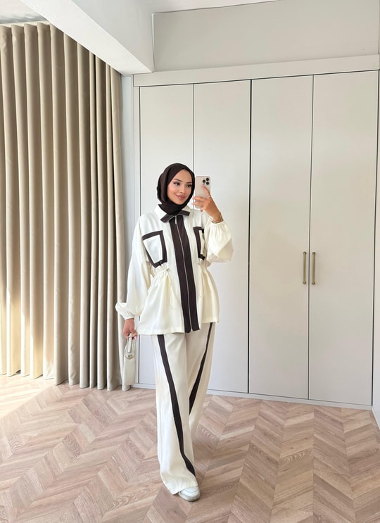 HR-2898H&R ButikCho- Selan Modal Takım Ekru