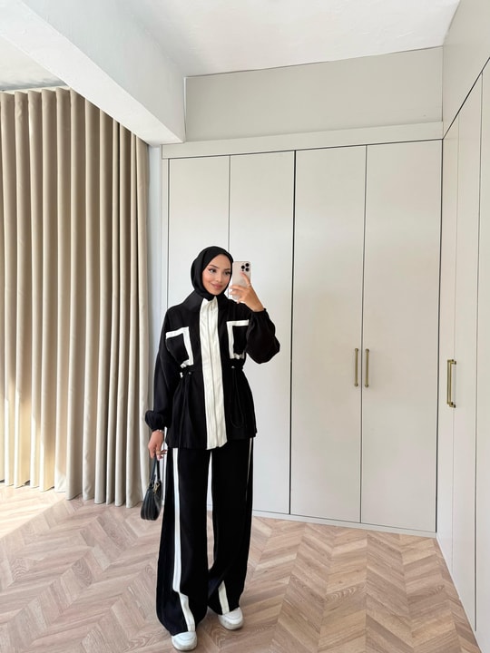 HR-2898H&R ButikCho- Selan Modal Takım Siyah