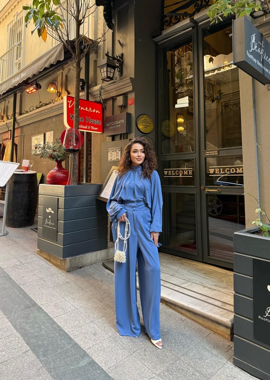 TAKM-1963H&R ButikDubai Palazzo Takım Lacivert