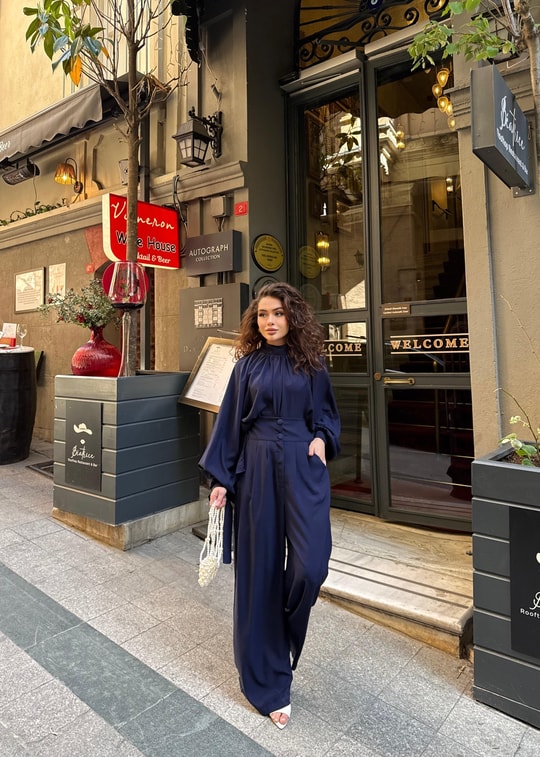 TAKM-1963H&R ButikDubai Palazzo Takım Lacivert
