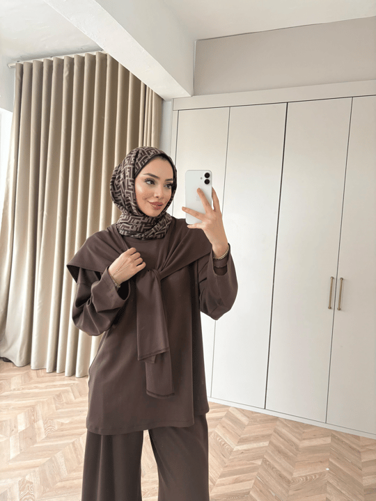 TAKM-2283H&R ButikDuq-Huga Oysh Takım Kahve