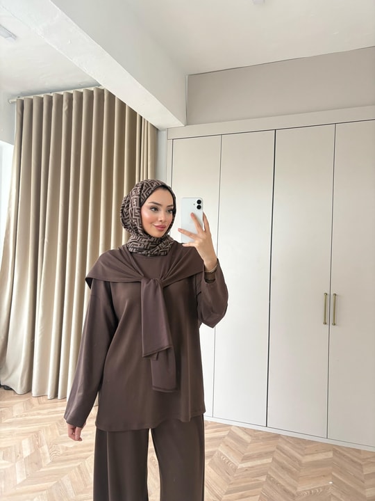 TAKM-2283H&R ButikDuq-Huga Oysh Takım Kahve