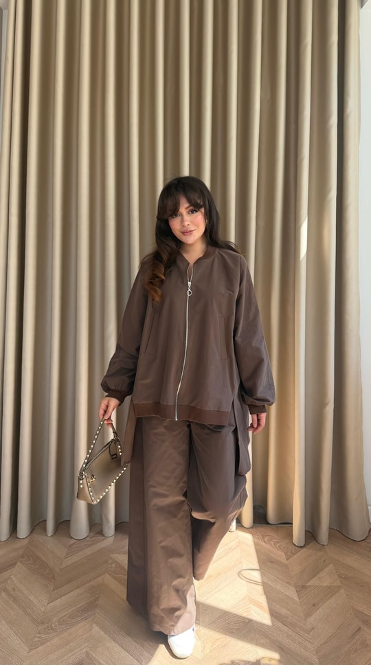 HR-2905H&R ButikEs- Desnal Gabardin Takım Kahve
