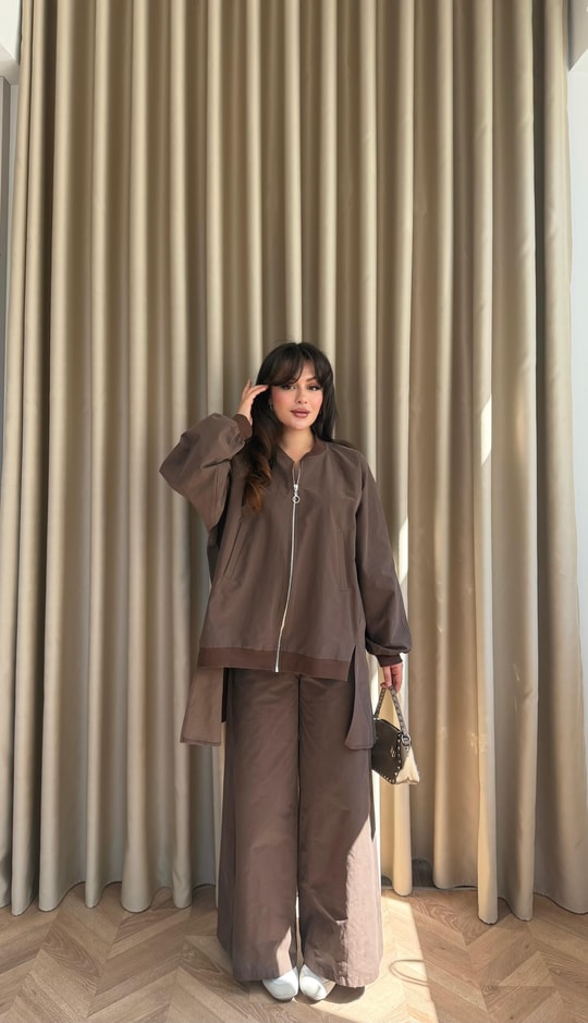 HR-2905H&R ButikEs- Desnal Gabardin Takım Kahve