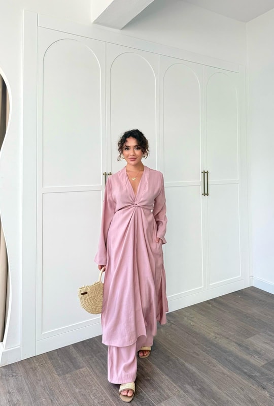TAKM-2028H&R ButikEva Kimono Takım Pudra