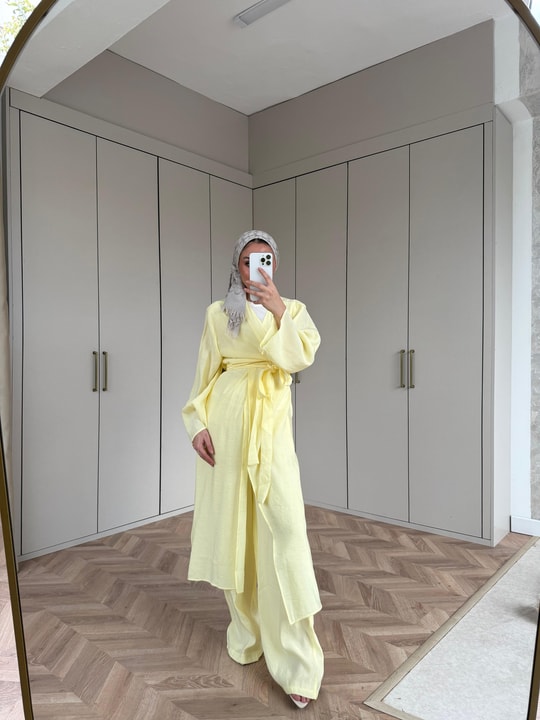 TAKIM-01H&R ButikEva Kimono Takım Sarı