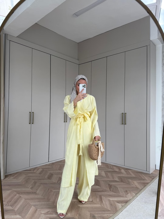 TAKIM-01H&R ButikEva Kimono Takım Sarı