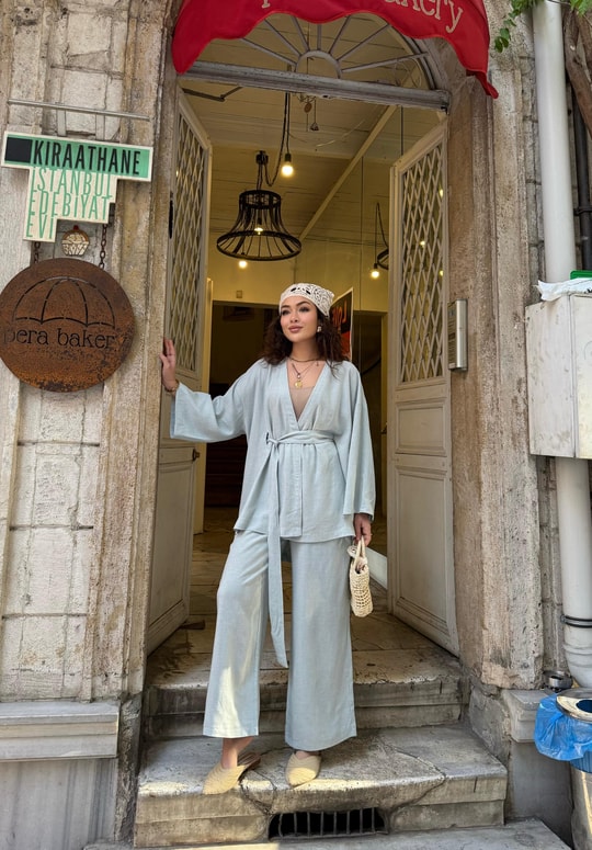 TAKM-1964H&R ButikFerida Keten Takım Gri
