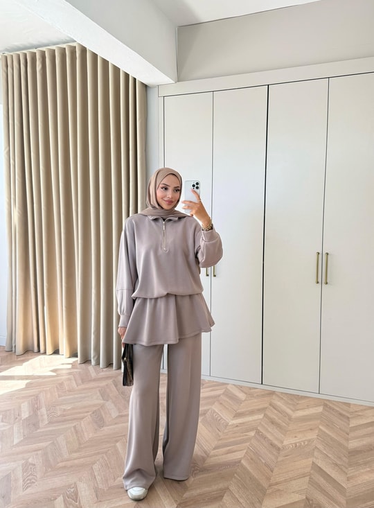 HR-2934H&R ButikFus- Nura Oysh Takım Vizon