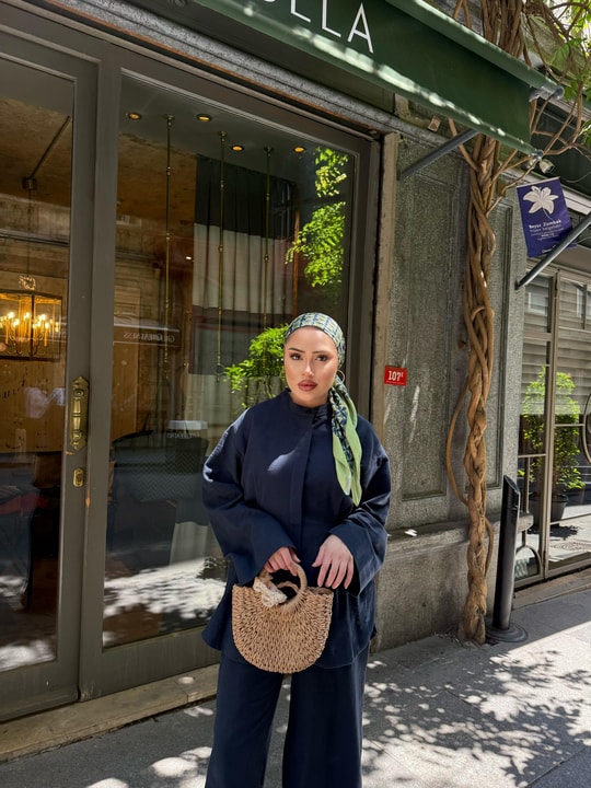 TAKM-1962H&R ButikHam Keten Eşna Takım Lacivert
