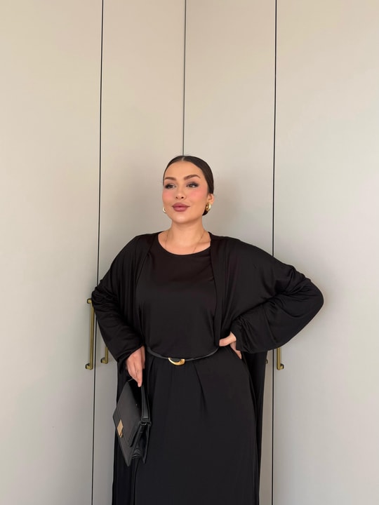 HR-2803H&R ButikHap - Perla Elbiseli 2 Li Takım Siyah