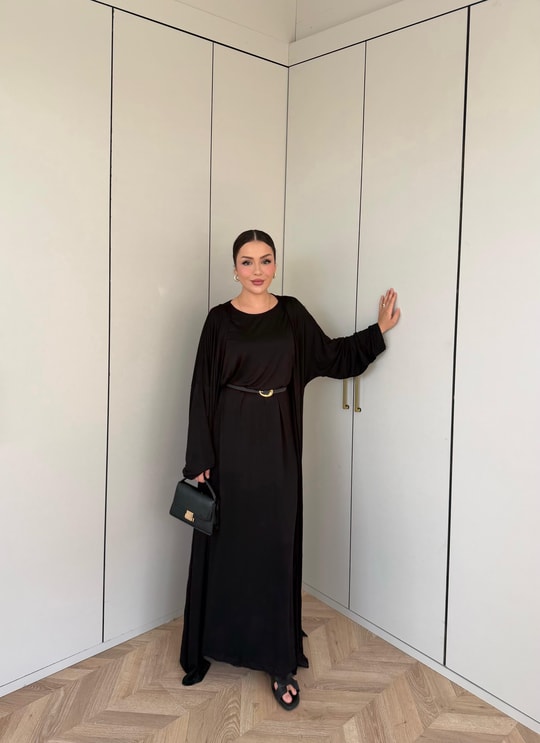 HR-2803H&R ButikHap - Perla Elbiseli 2 Li Takım Siyah