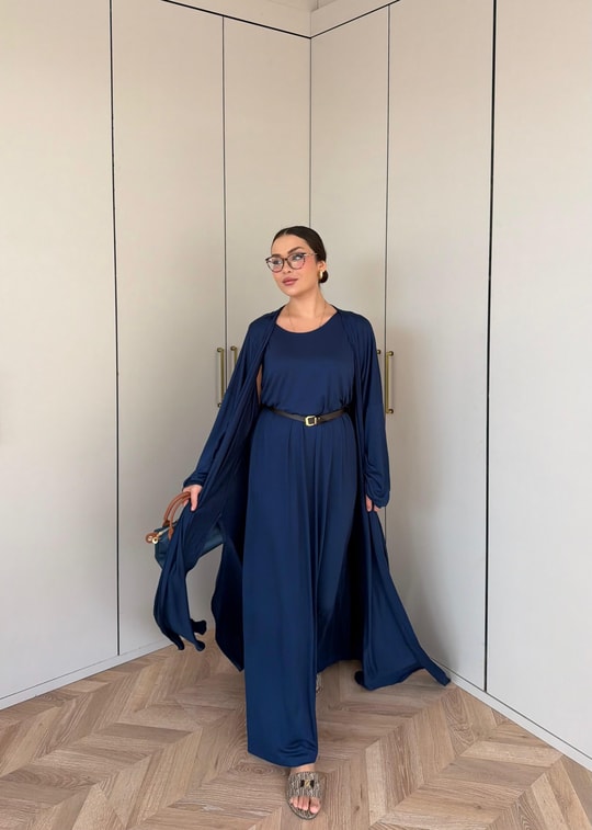 HR-2803H&R ButikHap - Perla Elbiseli 2 Li Takım Lacivert
