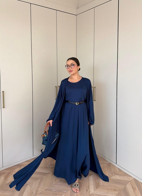 HR-2803H&R ButikHap - Perla Elbiseli 2 Li Takım Lacivert