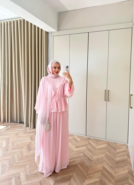 HR-1542H&R ButikHew - Hina Şifon Takım Pembe