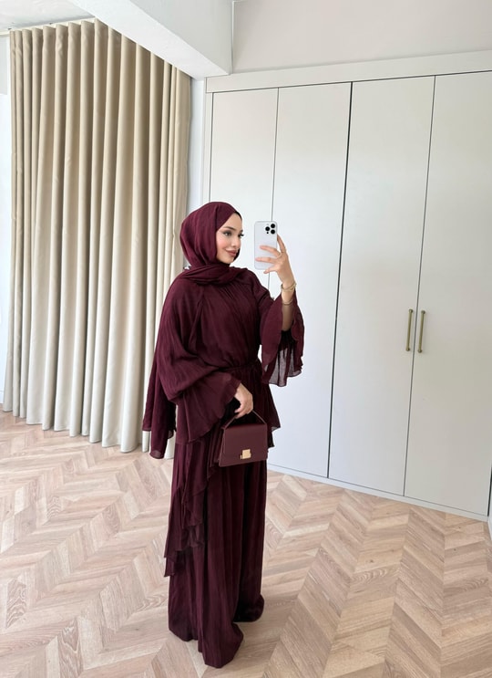 HR-1027H&R ButikHew- Lika Takım Bordo
