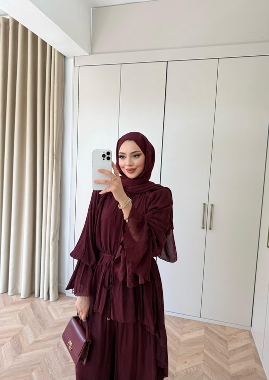 HR-1027H&R ButikHew- Lika Takım Bordo