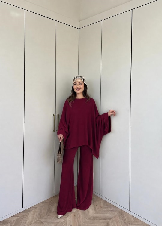 HR-1132H&R ButikHot- Dise Keten Takım Bordo