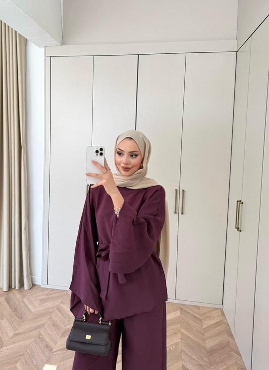 HR-0865H&R ButikHot- Gela Modal Takım Bordo